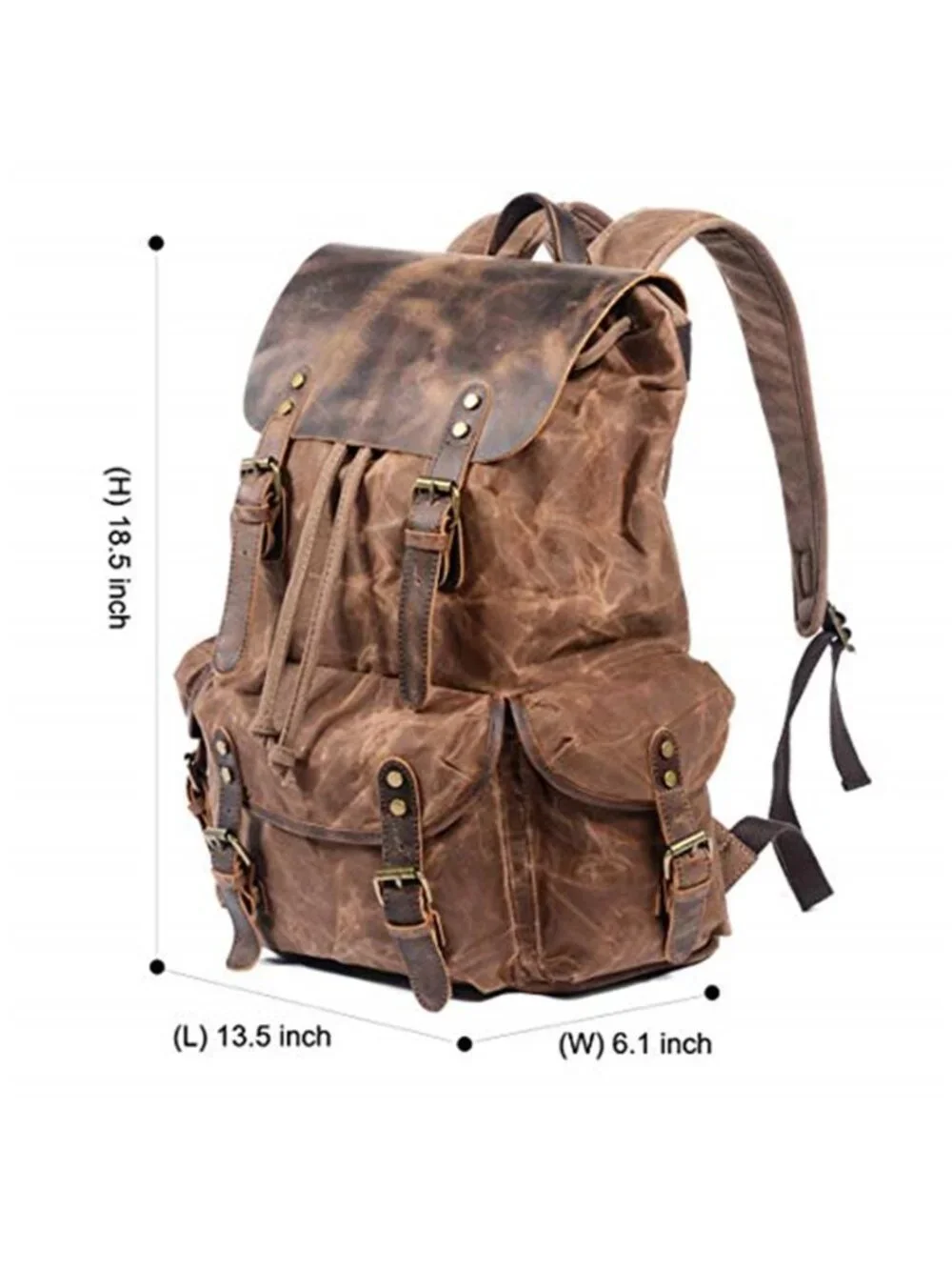 Leather Canvas Backpack Travel Rucksack Laptop Hiking Camping Daypack Bag